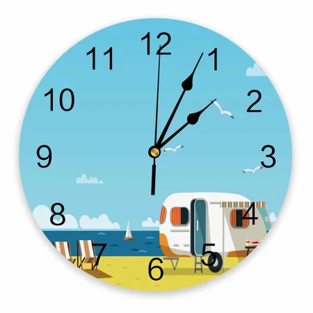 Lighthouse Seagull Watercolor Art White Decorative Round Wall Clock Custom Design Non Ticking Silent Bedrooms Large Wall Clock(10 Inch)