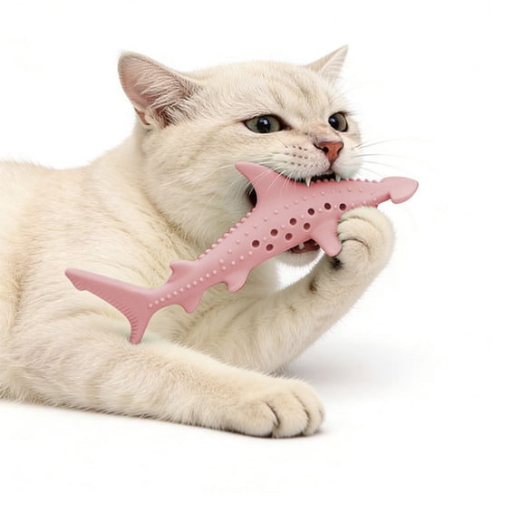 Byujiro Silicone Shark Cat Teething Toy with Catnip Interactive Dental Chew Toy Textured Design for Kittens & Cats to Clean Teeth, Relieve Stress & Boredom