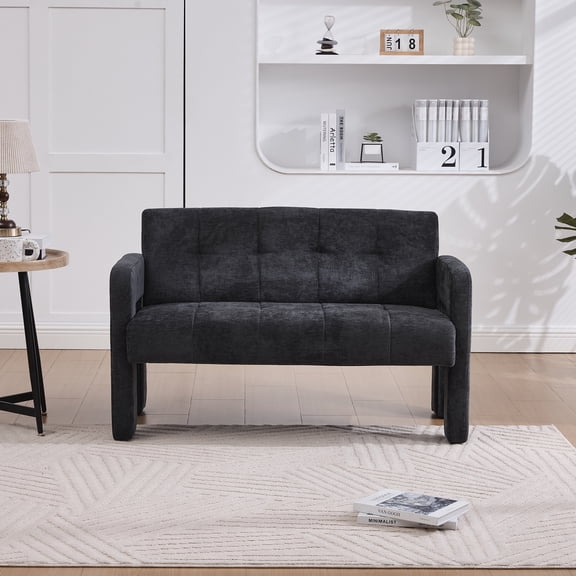 Small Comfy Sofa Mini Loveseat Couch 2-Seater Futon Sofa Chair, 46.85" Chenille Nordic Modern Upholstered Love Seats Couches for Living Room Bedroom Dorm Apartment