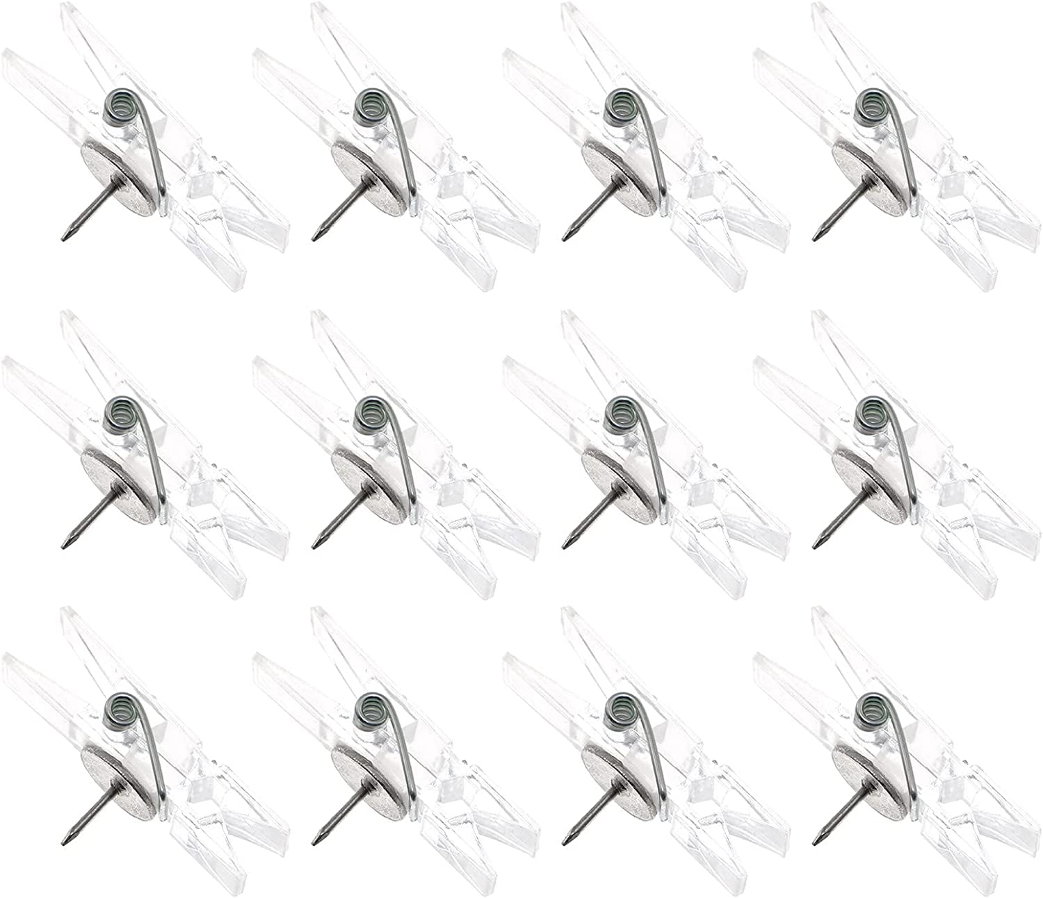 Clear Push Pin Clip 50PCS Transparent Plastic Thumb Tacks with Clamp