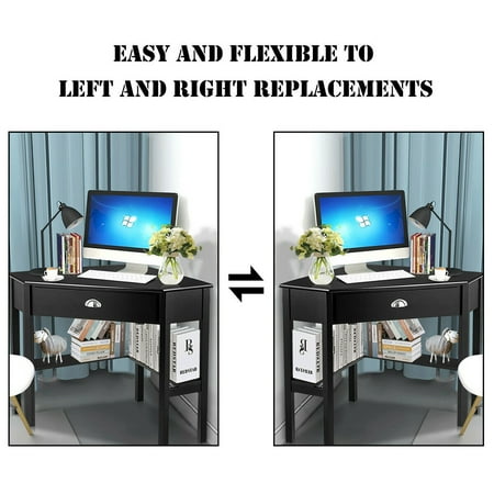 Computer Corner Desk Laptop Writing Table Wood Workstation Home