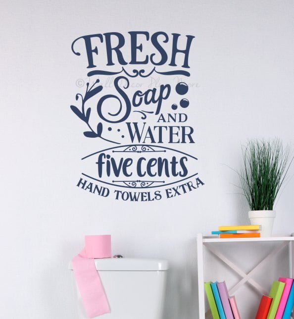 Wall Decal Vinyl Decal Bathroom Wall Decal Bathroom Wall Sticker |Wall Sticker Hot Baths 25 Cents Soap And Towels Extra Bold Decor
