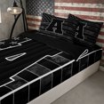 thumbnail image 3 of Meiyoeat Vintage American Flag Letter A Zipper Twin Comforter Sets with Fitted Sheet and 2 Pillowcases for Men Boys, Patriotic Monogram Zipper Bedding Set,4-Piece,Black Reversible, 3 of 6