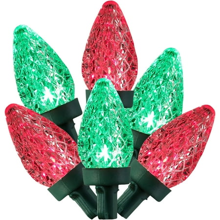 Holiday Time 22 ft. 50 Color Changing LED Green to Red C7 Lights, Green Wire, Indoor or Outdoor Use