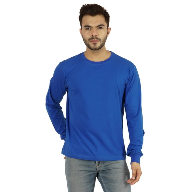 Inkmeso T-shirt à Manches Longues en Coton pour Hommes, Col Rond Basique