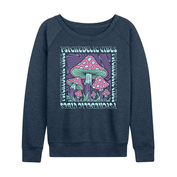 Instant Message - Psychedelic Vibes & Mushrooms - Women's Lightweight French Terry Long Sleeve Shirt