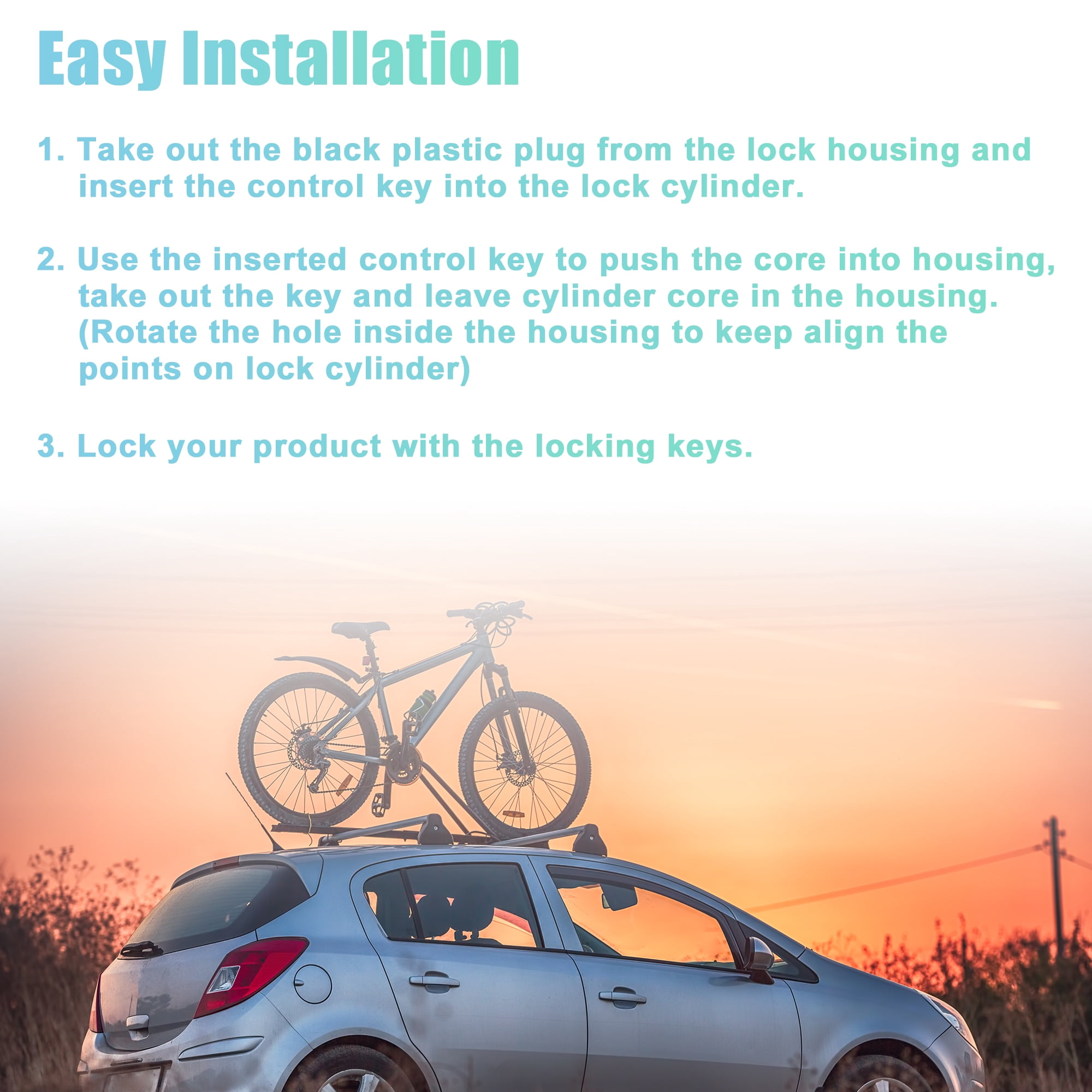 Unique Bargains 4 Pack Car Roof Rack Lock Cylinder Core Kit for Yakima Roof Racks