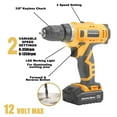 thumbnail image 2 of MasterSpec 12V Cordless Drill and Driver Kit with 47 Pcs Household Hand Tools, Includes 2x 1500mAh Batteries,Sturdy Storage Case - Complete DIY Home Repair and Maintenance Tool Set, 2 of 12