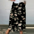 thumbnail image 2 of Cathalem Womens Skirts Long Long Skirts for Women High Elastic Waist Skirt Casual Floral Pleated A Line Boho Cute Skirts (Black,XL), 2 of 5