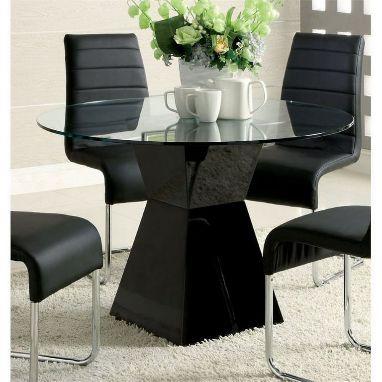 Black glass round dining table outlet