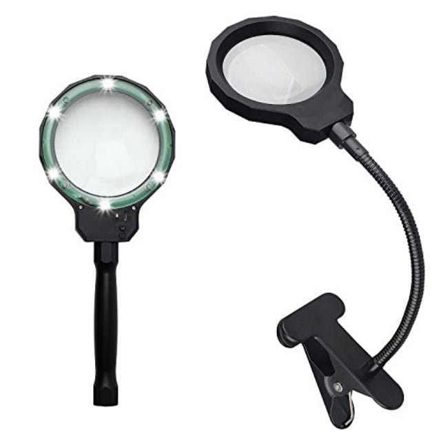 Cavogin Rechargeable Illuminated LED 3X Clip Magnifying Lamp with Metal