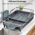 thumbnail image 4 of Dish Drying Rack, Expandable Dish Rack for Kitchen Counter, Stainless Steel Dish Drainer with Drainboard Set and Utensil Holder (Gray), 4 of 6