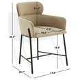 thumbnail image 3 of SAFAVIEH Couture Charlize Classic Velvet Solid Dining Armchair, Light Brown/Black, 3 of 8