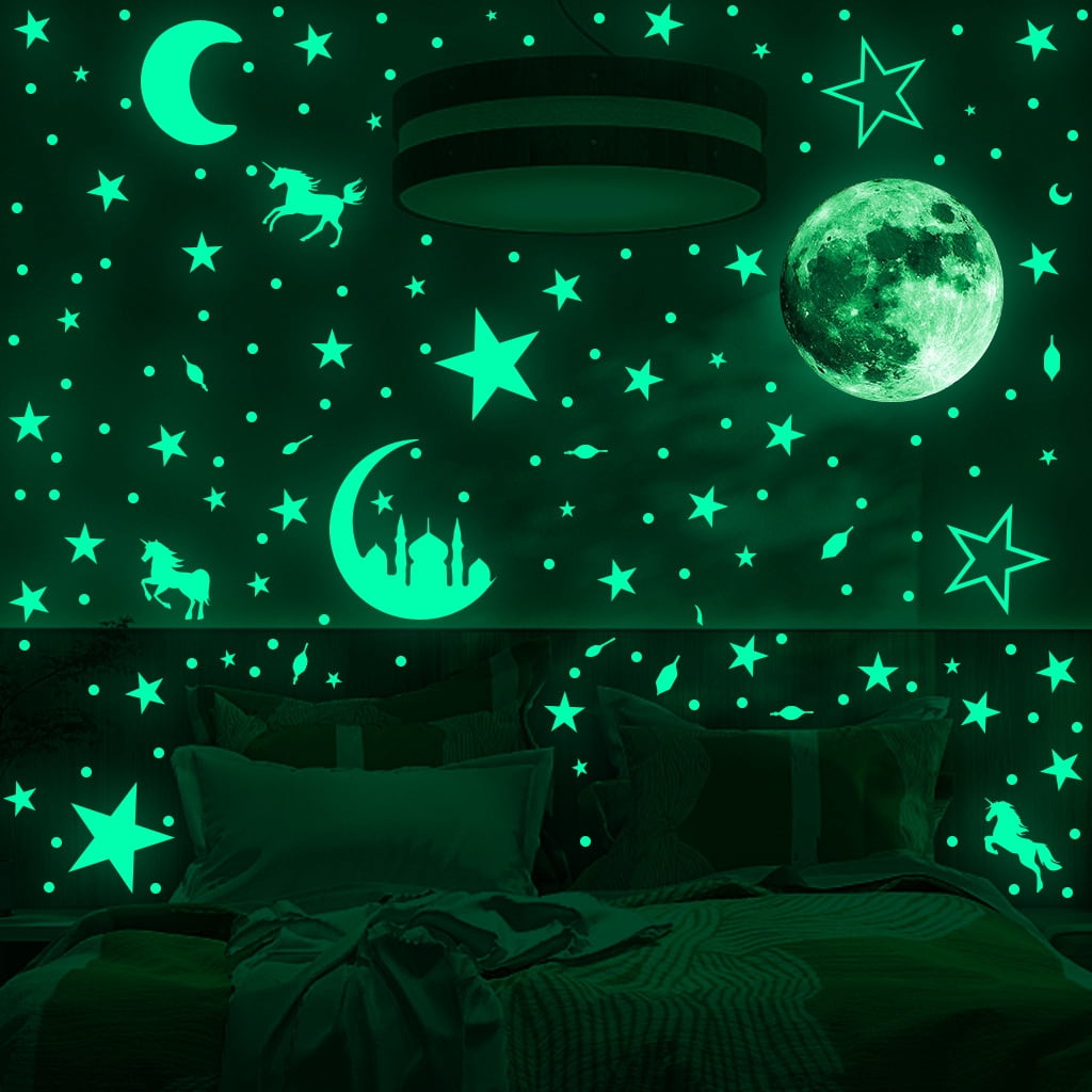 Glow In The Dark Wall Stickers - Fairytale Fairy & Stars Luminous Decals For Kids Room, Nursery Decor (Set Of 1)