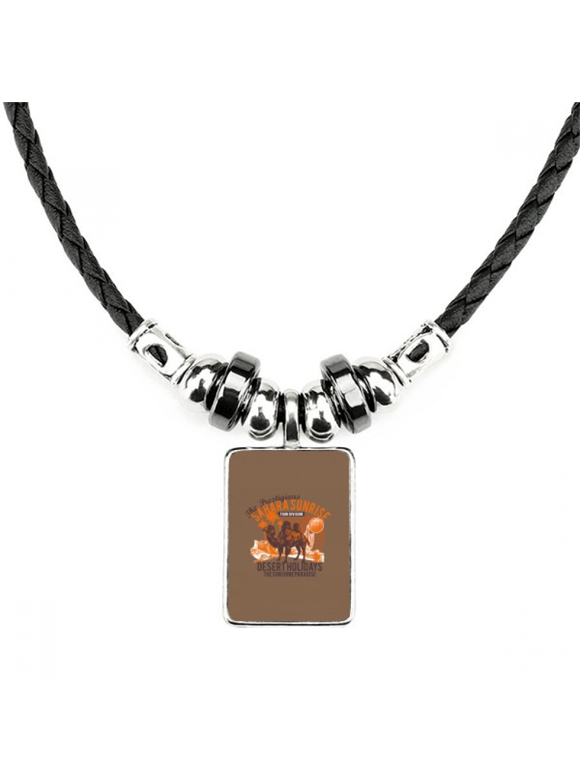 Sunshine Paradise Desert Holiday Camel Animal Necklace Jewelry Torque Leather Rope Pendant