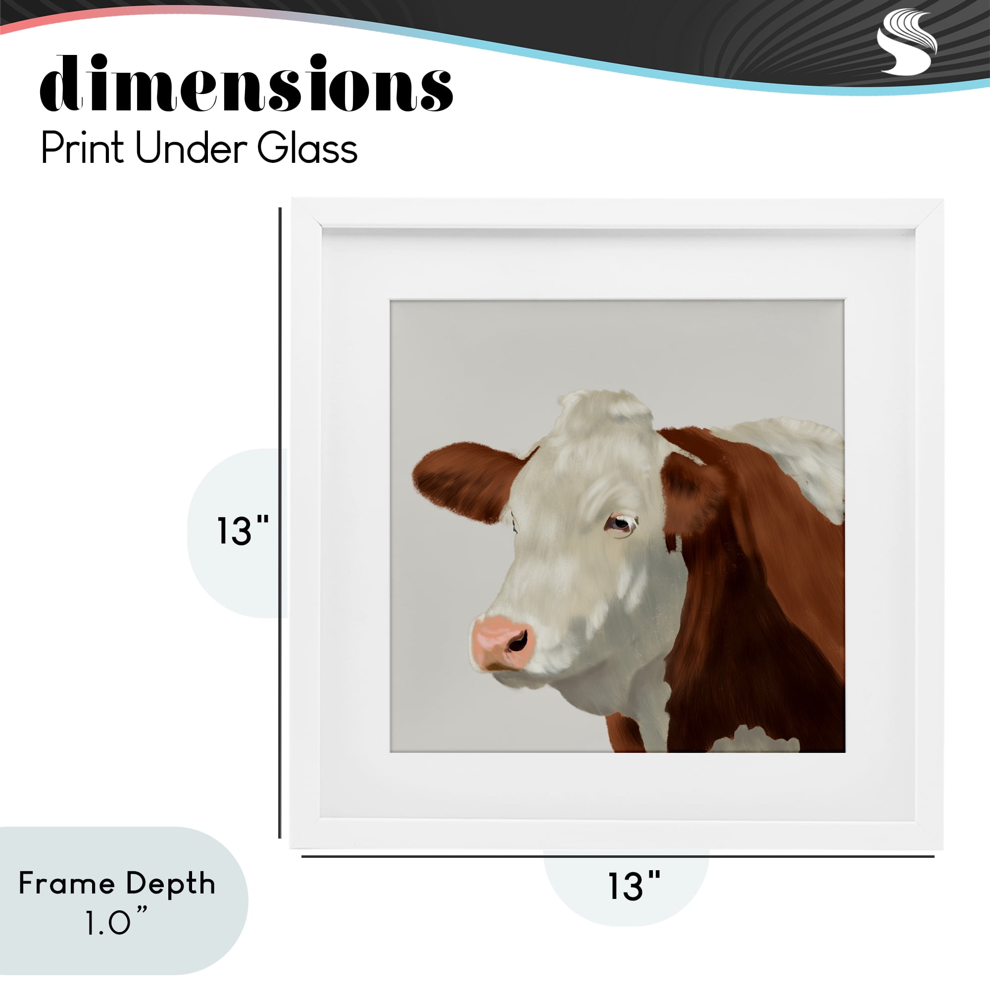 Stupell Industries Farm Friend Cow Portrait White Framed Print Under Glass, design by Marcus Prime