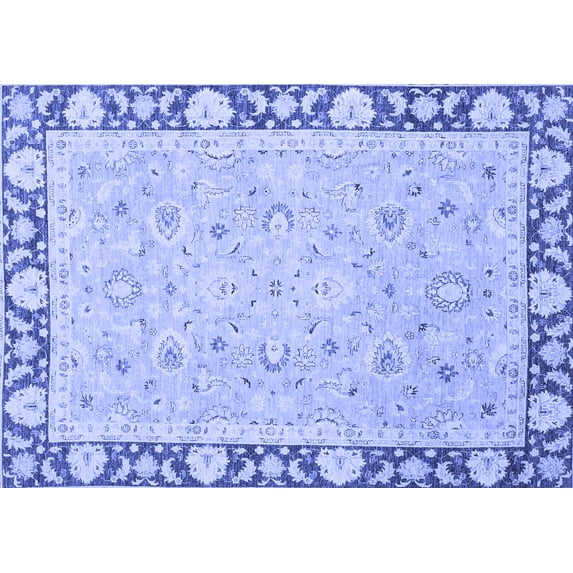 Ahgly Company Machine Washable Indoor Rectangle Oriental Blue Traditional Area Rugs, 2' x 4'