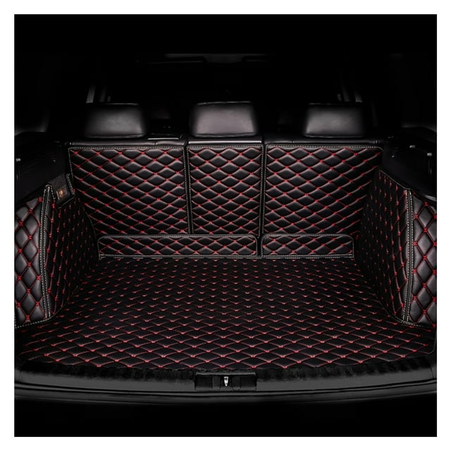 MPXBM Cargo Mat for Audi e-tron 2019 2020 2021 2022 2023 2024, Trunk Mat Leather Full Coverage All Weather Waterproof Protection Car Accessories,(Black-Red)