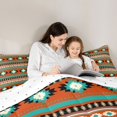 thumbnail image 4 of jejeloiu Bold Aztec Queen Comforter Set For Men Women,Tribal Pattern Comforter Sets Queen,Orange Teal,Reversible,3 Pieces,1 Comforter and 2 Pillowcases, 4 of 7