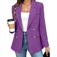 thumbnail image 2 of Cmfcve Women's Double Breasted Blazer Jacket Lapel Collar Long Sleeve Oversized Dressy Casual Suit Coat, 2 of 7