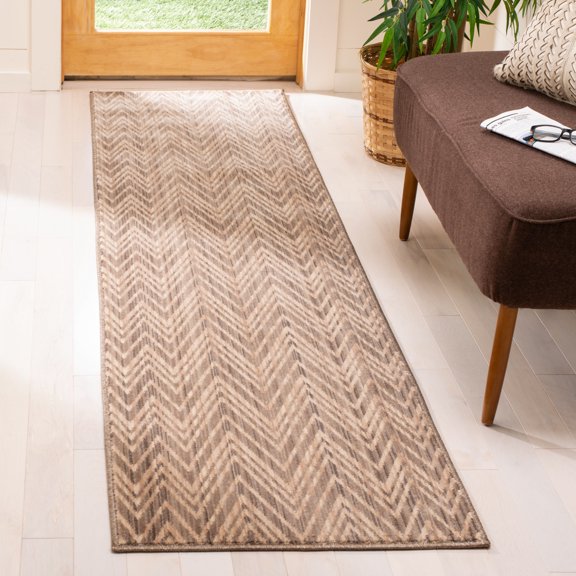 Safavieh Infinity Foliage Chevron Polyester Runner Rug, Beige/Taupe, 2' x 8'