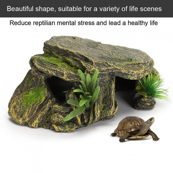 CHICIRIS Reptile Hideout, Resin Aquarium Decoration Reptile Cave Hideout Decor For Lizard Scorpion  Snake Gecko Bearded Dragon