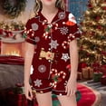 thumbnail image 2 of LUOGENLI Pamajas Girls Christmas Pajamas Size 6-7 Summer Children's Christmas Print Short Sleeve Shorts Cardigan Children's Pyjamas Two Sets 8-9 Years, 2 of 4