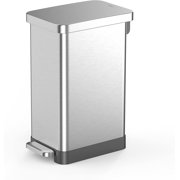 50L/13 Gallon Slim Hands-Free Step Trash Can with Soft Close Lid – Stainless Steel, Fingerprint-Resistant