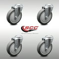 thumbnail image 2 of 5 Inch SS Thermoplastic Rubber Wheel Swivel Bolt Hole Caster Set Service Caster, 2 of 2