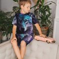thumbnail image 4 of Balery Purple Sky Wolf Conjunto de Pijama Infantil de Manga Corta con Estampado – Ropa de Dormir de Algodón Suave-X-Large, 4 of 6