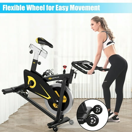 Costway - Magnetic Exercise Bike Stationary Belt Drive - Black