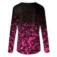 thumbnail image 3 of Gibobby Blusas Manga Larga Para Mujer Camiseta de manga larga con cuello en V y estampado a la moda para mujer（Rosa， XL), 3 of 5