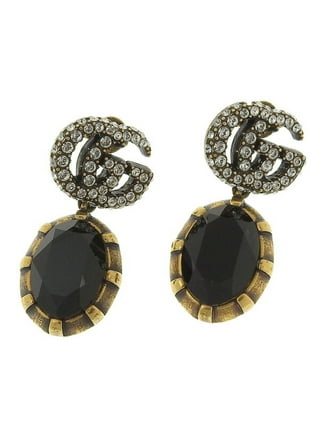 Double g earrings with black crystals deals