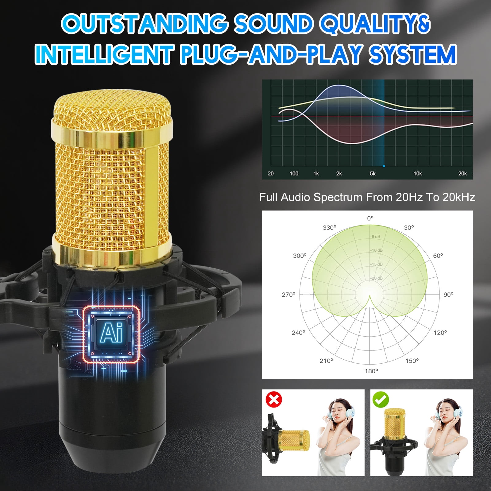 2-Person Podcast Equipment Bundle with Dual BM800 Microphones, V8K Live Sound Card & Mixer for PC/Mobile Live Streaming, Singing, Gaming, Voice Changer