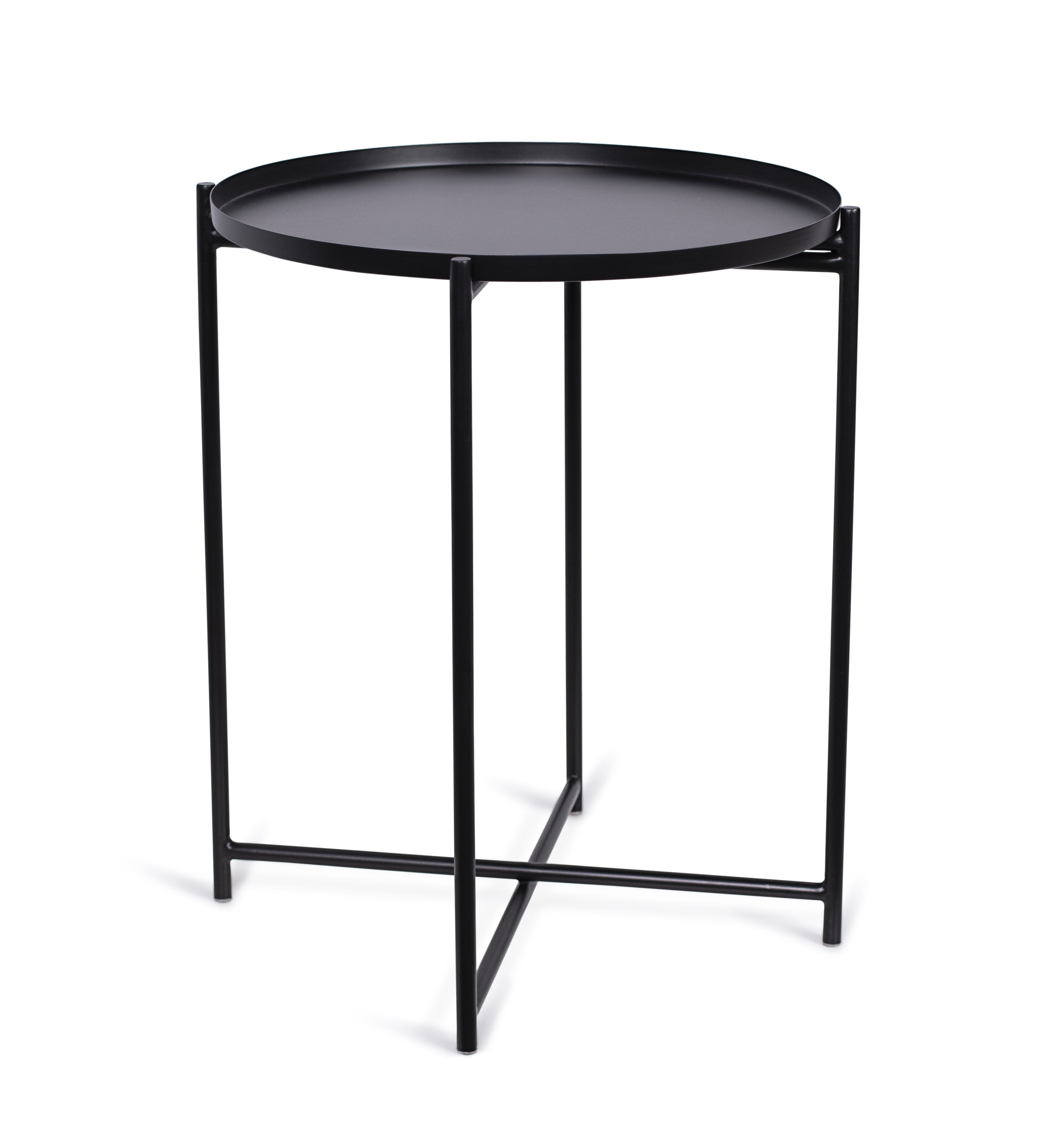 BirdRock Home Black Metal Folding Side Table with Removable Tray