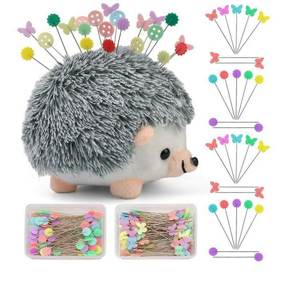 Hedgehog Shaped Pin Cushion Sewing Kit with 200 Colored Pins