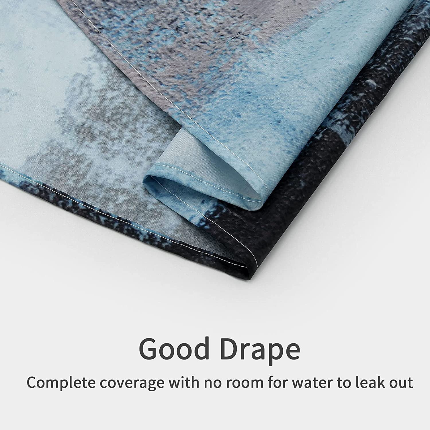 Blue Ombre Shower Curtain Set with Hooks, Blue Grey Abstract Fabric Shower Curtain for Bathroom Decor, Taupe Grunge Style Art Paint Brush Bathtub Decor, 72  72