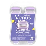 Venus ComfortGlide with aTouch of Vitamin E, Womens 3 Blade Disposable Razor, 2 Count, Purple