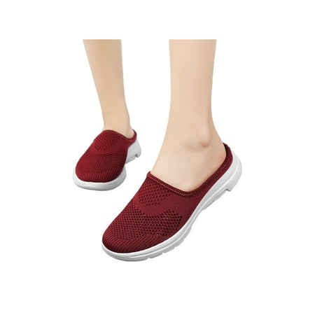 

Lacyhop Womens Breathable Mesh Walking Mules Sneakers Open Back Slip On Shoes