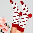 thumbnail image 4 of Sweet Lips Heart Pattern Middle Calf Cotton Socks for Valentines Day Celebration, 4 of 21