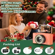 W&O Q5 4K Digital Camera, 180° Flip Screen Point and Shoot Camera with Ring Light, SD Card, Orange