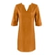 thumbnail image 4 of Vestido mini de algodón y lino con cuello en V para mujer - Manga corta, diseño informal/moda, verano/otoño, corte holgado, lavado a mano, disponible en tallas S-XXL, 4 of 4