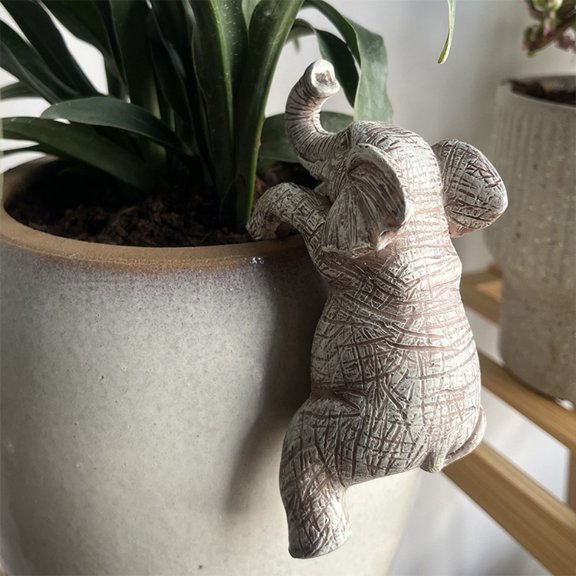 Elephant Garden Statues Flowerpot Landscaping Tree-Hugger Fairy Plant Pot&Vase Hugger, Mini Decorative Climber Clingers