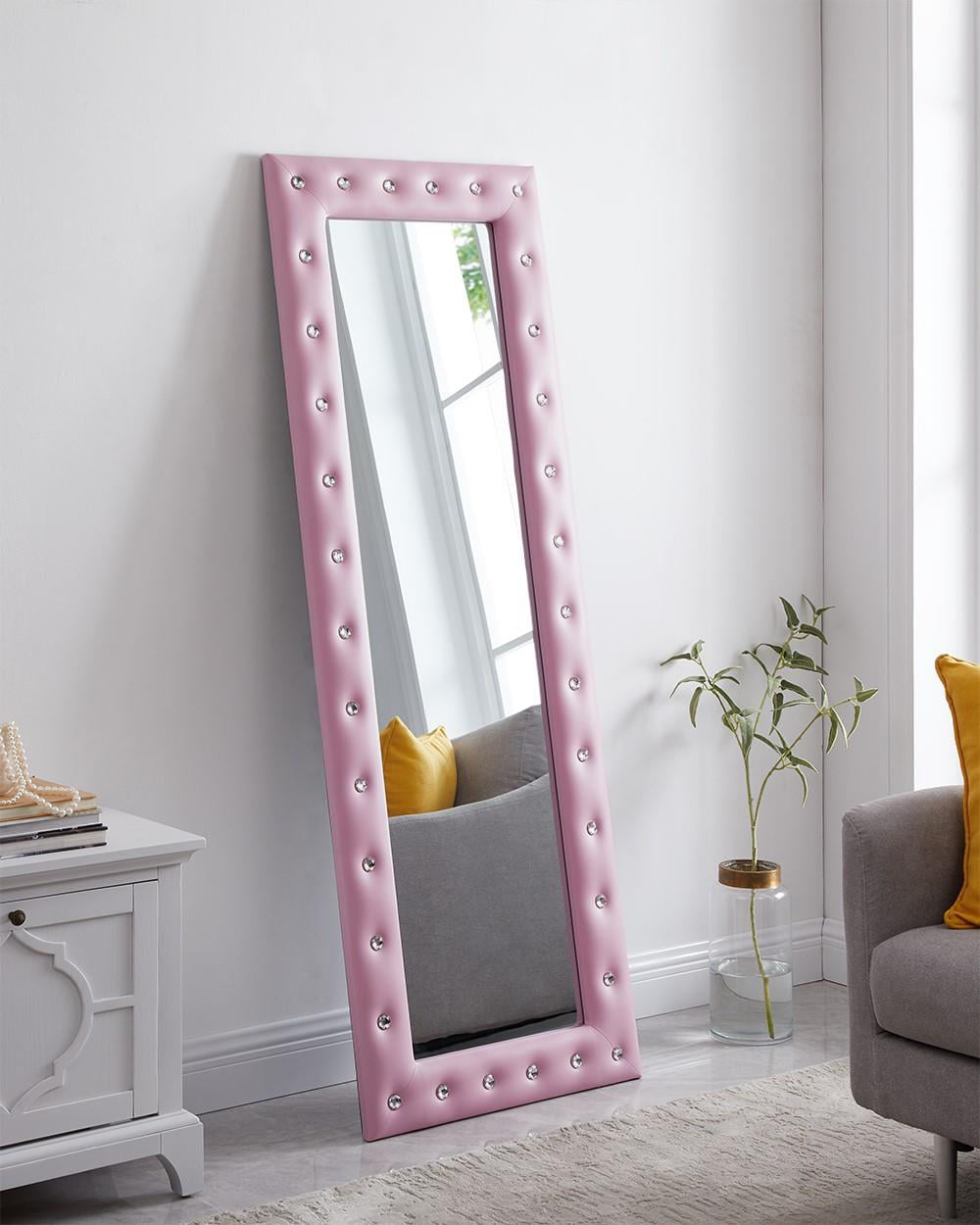 Pink Floor Mirror Full Length /Large Floor Mirror 65x 22 Stand Up Mirror/Bedroom Living Room Mirrors with PS Flannel Frame 
