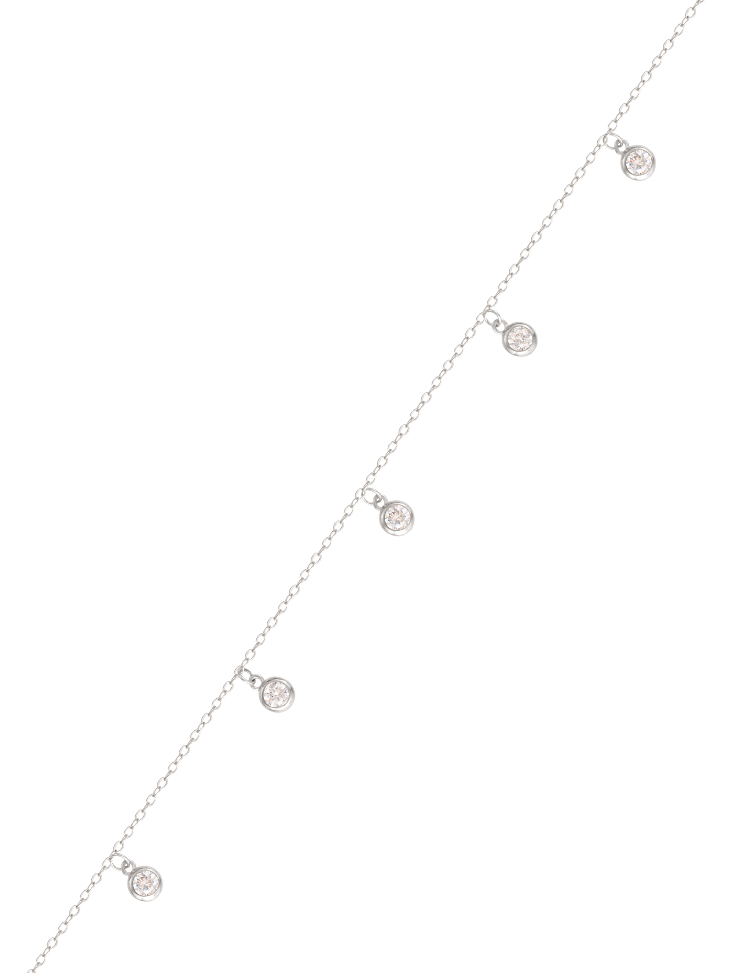 Brilliance Women's Sterling Silver Cubic Zirconia Dangle Anklet, 9-Inch Plus 1-Inch Extension