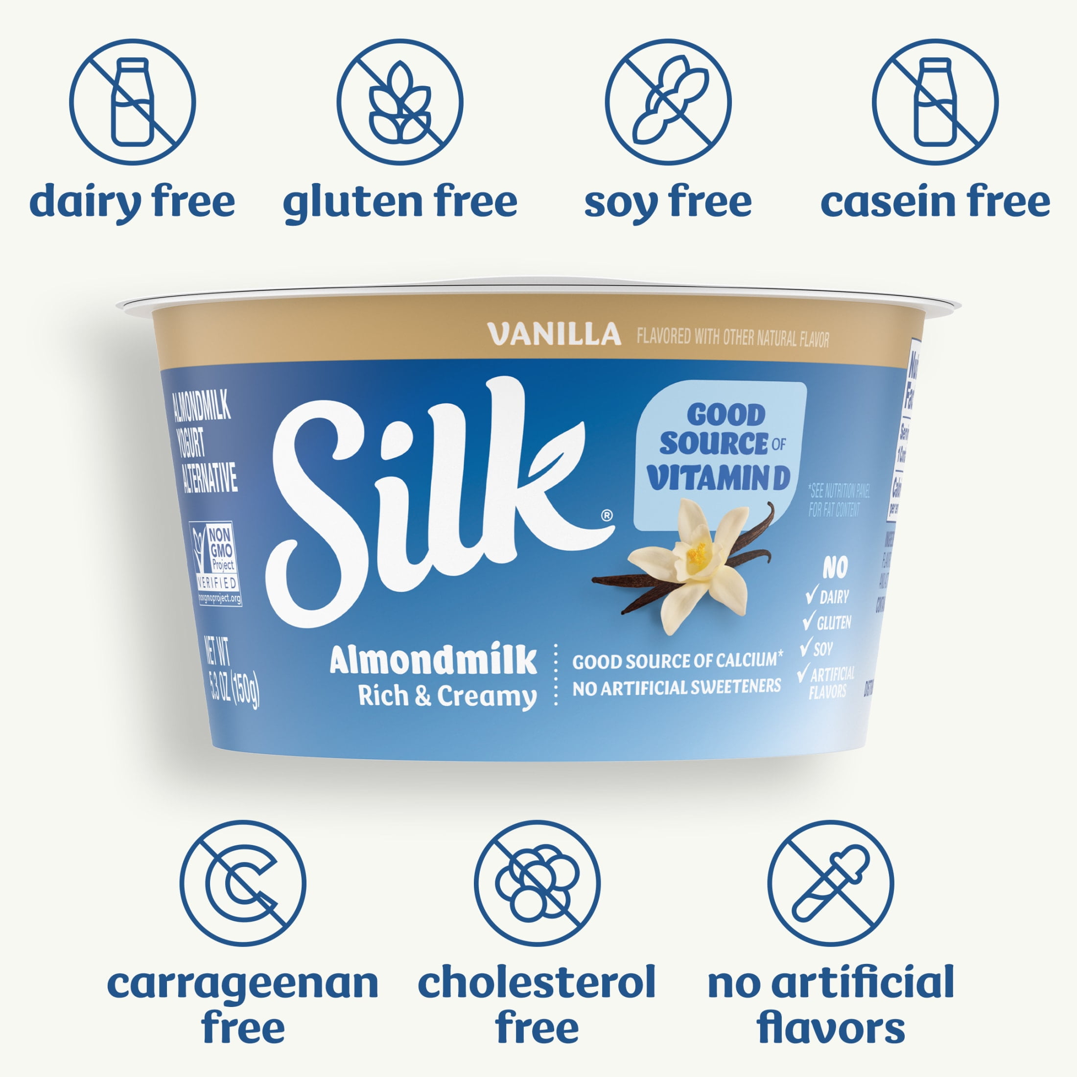 Silk Dairy Free, Vanilla Plant Based, Almond Milk Yogurt Alternative Container, 5.3 oz
