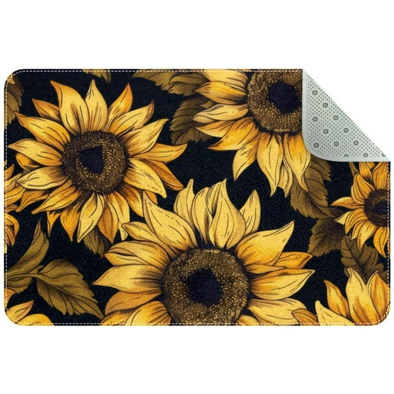 Sunflowers Vintage Pattern Entryway Rug, 2x3 Area Rug Indoor Door Mat Non-slip Washable Floor Carpet Rug for Bedroom Office Dining Room Bathroom