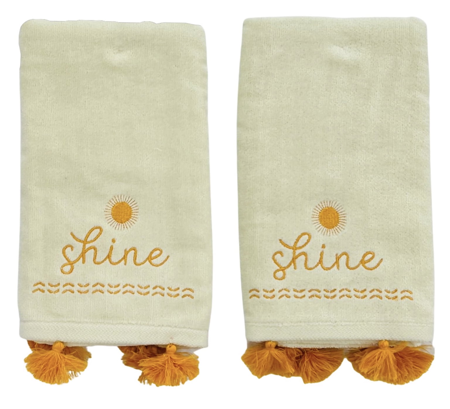 Serafina Home Yellow Sunshine Hand Towels With Tassels For The Bathroom ...