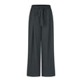 thumbnail image 3 of Wiyuqeen Wide Leg Pants for Women Elastic Waist Drawswtring Loose Pant Linen High Waisted Palazzo Pants Work Casual Flowy Tie Knot Trousers with Pockets, 3 of 5