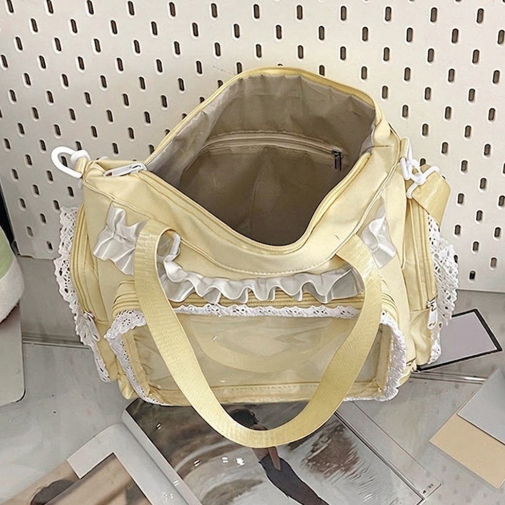 Hzzsbu Lace Bow Ita Bag Transparent Pin Display Crossbody